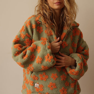 Azelma – Long-Sleeve Fleece Sweater with Floral Pattern